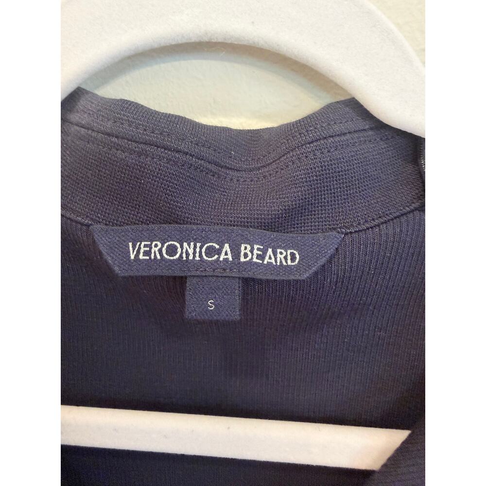 Veronica Beard Navy Ribbed Knit Contrast Trim Polo Top | Size Small - Picture 4 of 5